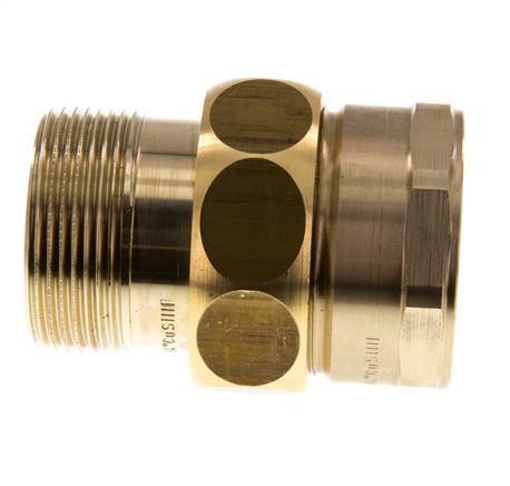 Rp 1 1/2'' x R 1 1/2'' F/M Messing Doppelnippel 3-teilig mit Flachdichtung 16 bar