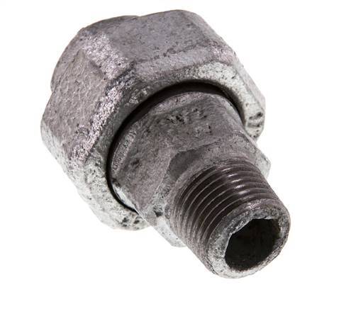 Rp 1/2'' x R 1/2'' F/M Verzinktes Gusseisen Doppelnippel 3-teilig mit konischer Abdichtung 25 Bar
