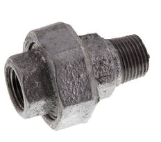 Rp 1/2'' x R 1/2'' F/M Verzinktes Gusseisen Doppelnippel 3-teilig mit Flachdichtung 25 Bar