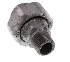 Rp 1/2'' x R 1/2'' F/M Verzinktes Gusseisen Doppelnippel 3-teilig mit Flachdichtung 25 Bar