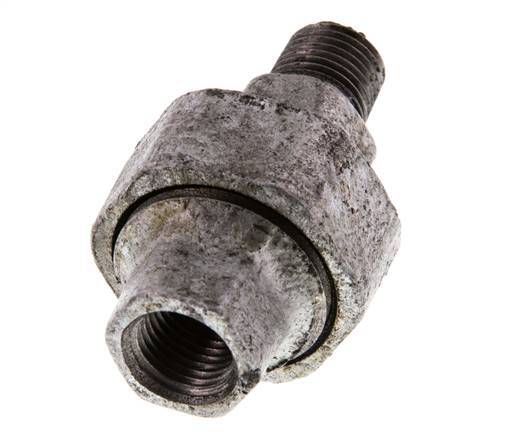Rp 1/4'' x R 1/4'' F/M Verzinktes Gusseisen Doppelnippel 3-teilig mit konischer Abdichtung 25 Bar