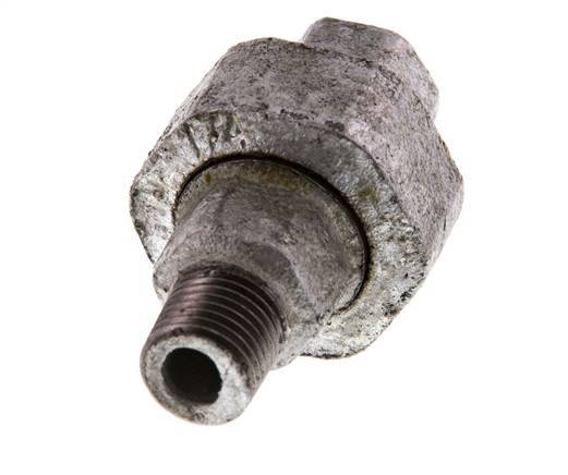 Rp 1/4'' x R 1/4'' F/M Verzinktes Gusseisen Doppelnippel 3-teilig mit konischer Abdichtung 25 Bar