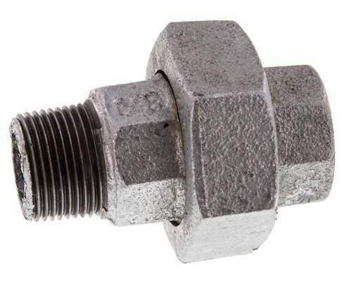 Rp 3/4'' x R 3/4'' F/M Verzinktes Gusseisen Doppelnippel 3-teilig mit Flachdichtung 25 Bar