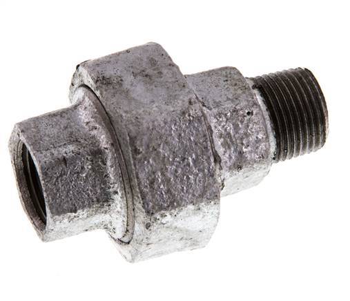 Rp 3/8'' x R 3/8'' F/M Verzinktes Gusseisen Doppelnippel 3-teilig mit konischer Abdichtung 25 Bar