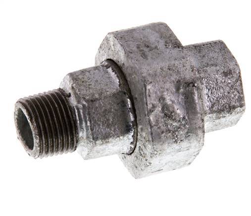 Rp 3/8'' x R 3/8'' F/M Verzinktes Gusseisen Doppelnippel 3-teilig mit konischer Abdichtung 25 Bar