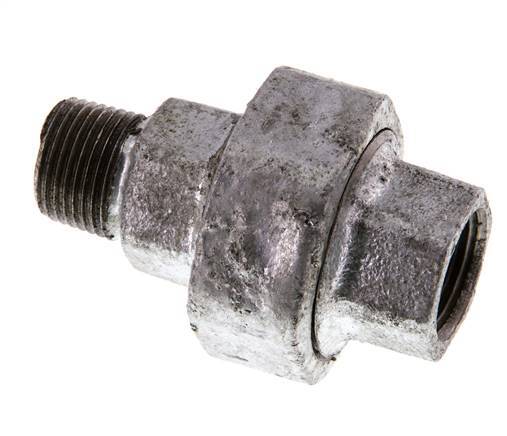 Rp 3/8'' x R 3/8'' F/M Verzinktes Gusseisen Doppelnippel 3-teilig mit konischer Abdichtung 25 Bar