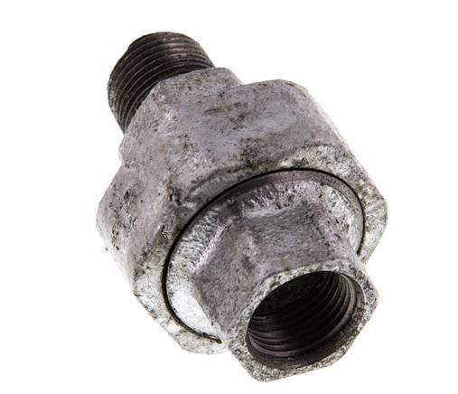 Rp 3/8'' x R 3/8'' F/M Verzinktes Gusseisen Doppelnippel 3-teilig mit konischer Abdichtung 25 Bar