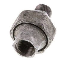 Rp 3/8'' x R 3/8'' F/M Verzinkter Guss Doppelnippel 3-teilig mit Flachdichtung 25 bar