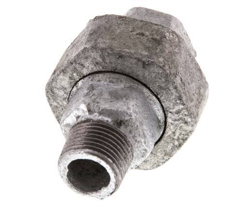 Rp 3/8'' x R 3/8'' F/M Verzinkter Guss Doppelnippel 3-teilig mit Flachdichtung 25 bar