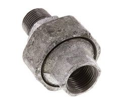 Rp 3/8'' x R 3/8'' F/M Verzinkter Guss Doppelnippel 3-teilig mit Flachdichtung 25 bar