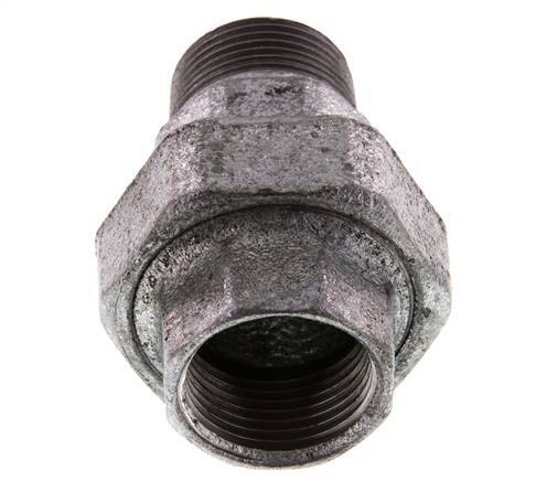 Rp 1'' x R 1'' F/M Verzinktes Gusseisen Doppelnippel 3-teilig mit konischer Abdichtung 25 Bar