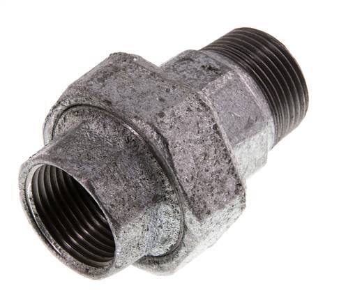 Rp 1'' x R 1'' F/M Verzinktes Gusseisen Doppelnippel 3-teilig mit konischer Abdichtung 25 Bar