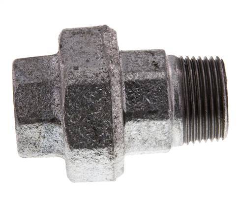 Rp 1'' x R 1'' F/M Verzinktes Gusseisen Doppelnippel 3-teilig mit konischer Abdichtung 25 Bar