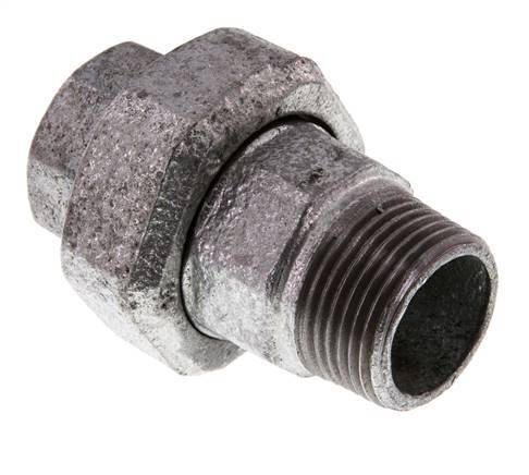 Rp 1'' x R 1'' F/M Verzinktes Gusseisen Doppelnippel 3-teilig mit konischer Abdichtung 25 Bar