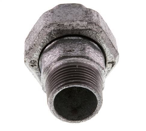 Rp 1'' x R 1'' F/M Verzinktes Gusseisen Doppelnippel 3-teilig mit konischer Abdichtung 25 Bar