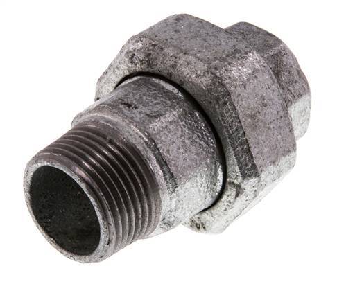 Rp 1'' x R 1'' F/M Verzinktes Gusseisen Doppelnippel 3-teilig mit konischer Abdichtung 25 Bar