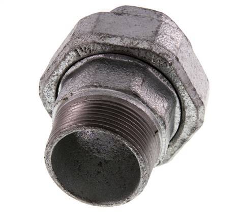 Rp 1 1/2'' x R 1 1/2'' F/M Verzinktes Gusseisen Doppelnippel 3-teilig mit konischer Abdichtung 25 Bar