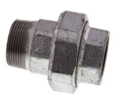 Rp 1 1/2'' x R 1 1/2'' F/M Verzinktes Gusseisen Doppelnippel 3-teilig mit konischer Abdichtung 25 Bar