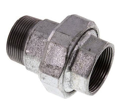 Rp 1 1/2'' x R 1 1/2'' F/M Verzinkter Guss Doppelnippel 3-teilig mit Flachdichtung 25 bar