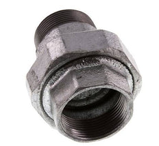 Rp 1 1/2'' x R 1 1/2'' F/M Verzinkter Guss Doppelnippel 3-teilig mit Flachdichtung 25 bar