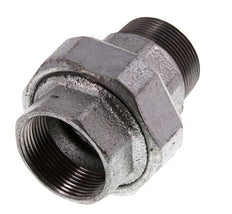 Rp 1 1/2'' x R 1 1/2'' F/M Verzinkter Guss Doppelnippel 3-teilig mit Flachdichtung 25 bar