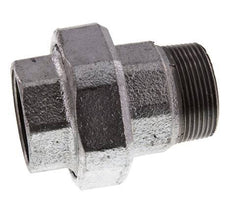 Rp 1 1/2'' x R 1 1/2'' F/M Verzinkter Guss Doppelnippel 3-teilig mit Flachdichtung 25 bar