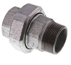Rp 1 1/2'' x R 1 1/2'' F/M Verzinkter Guss Doppelnippel 3-teilig mit Flachdichtung 25 bar
