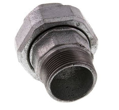 Rp 1 1/2'' x R 1 1/2'' F/M Verzinkter Guss Doppelnippel 3-teilig mit Flachdichtung 25 bar