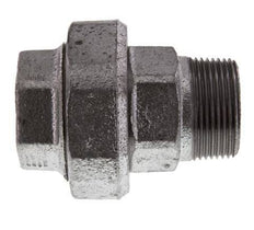 Rp 1 1/4'' x R 1 1/4'' F/M Verzinktes Gusseisen Doppelnippel 3-teilig mit konischer Abdichtung 25 Bar