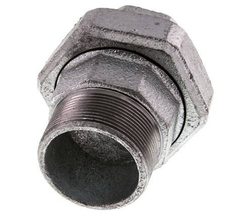 Rp 2'' x R 2'' F/M Verzinktes Gusseisen Doppelnippel 3-teilig mit konischer Abdichtung 25 Bar