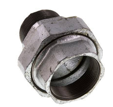Rp 2'' x R 2'' F/M Verzinktes Gusseisen Doppelnippel 3-teilig mit Flachdichtung 25 Bar