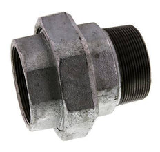 Rp 2 1/2'' x R 2 1/2'' F/M Verzinkter Guss Doppelnippel 3-teilig mit Flachdichtung 25 bar
