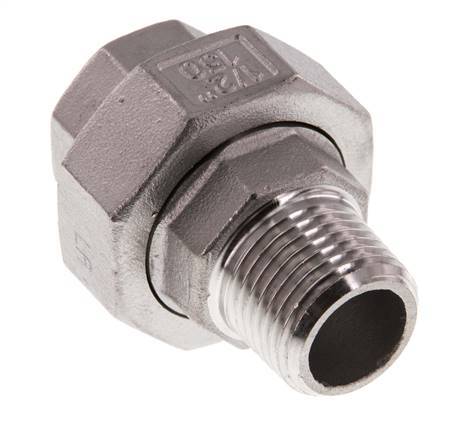 Rp 1/2'' x R 1/2'' F/M Edelstahl Doppelnippel 3-teilig mit konischer Abdichtung 16 bar