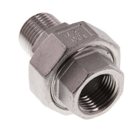 Rp 1/2'' x R 1/2'' F/M Edelstahl Doppelnippel 3-teilig mit konischer Abdichtung 16 bar