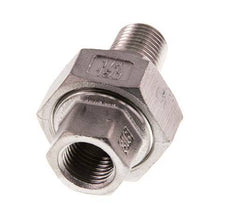 Rp 1/4'' x R 1/4'' F/M Edelstahl Doppelnippel 3-teilig mit konischer Abdichtung 16 bar