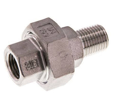 Rp 1/4'' x R 1/4'' F/M Edelstahl Doppelnippel 3-teilig mit konischer Abdichtung 16 bar