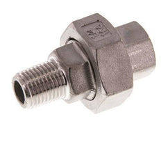 Rp 1/4'' x R 1/4'' F/M Edelstahl Doppelnippel 3-teilig mit konischer Abdichtung 16 bar