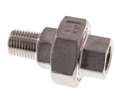 Rp 1/4'' x R 1/4'' F/M Edelstahl Doppelnippel 3-teilig mit konischer Abdichtung 16 bar