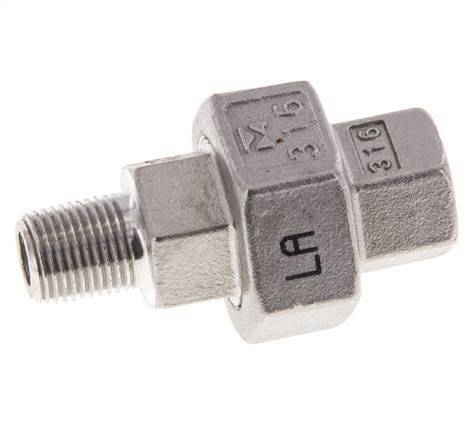1/8'' NPT x 1/8'' NPT F/M Edelstahl Doppelnippel 3-teilig mit konischer Abdichtung 16 bar