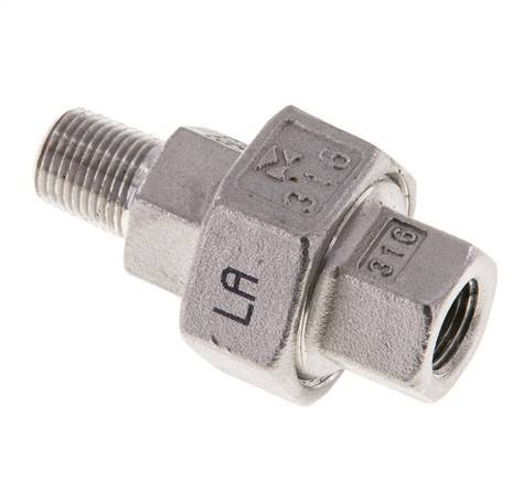 1/8'' NPT x 1/8'' NPT F/M Edelstahl Doppelnippel 3-teilig mit konischer Abdichtung 16 bar
