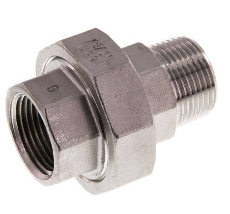 3/4'' NPT x 3/4'' NPT F/M Edelstahl Doppelnippel 3-teilig mit konischer Abdichtung 16 bar