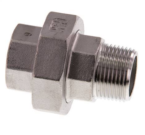 3/4'' NPT x 3/4'' NPT F/M Edelstahl Doppelnippel 3-teilig mit konischer Abdichtung 16 bar