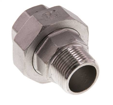 3/4'' NPT x 3/4'' NPT F/M Edelstahl Doppelnippel 3-teilig mit konischer Abdichtung 16 bar