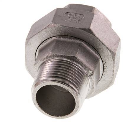 3/4'' NPT x 3/4'' NPT F/M Edelstahl Doppelnippel 3-teilig mit konischer Abdichtung 16 bar