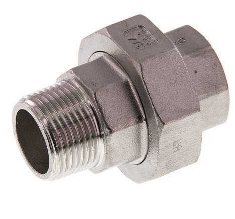3/4'' NPT x 3/4'' NPT F/M Edelstahl Doppelnippel 3-teilig mit konischer Abdichtung 16 bar