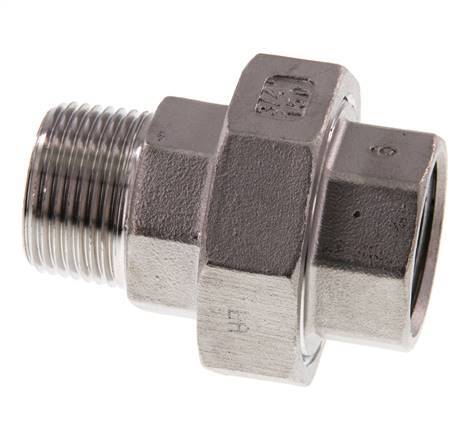 3/4'' NPT x 3/4'' NPT F/M Edelstahl Doppelnippel 3-teilig mit konischer Abdichtung 16 bar