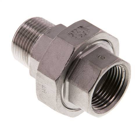 3/4'' NPT x 3/4'' NPT F/M Edelstahl Doppelnippel 3-teilig mit konischer Abdichtung 16 bar