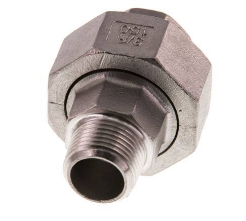 Rp 3/8'' x R 3/8'' F/M Edelstahl Doppelnippel 3-teilig mit konischer Abdichtung 16 bar