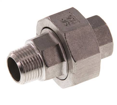 Rp 3/8'' x R 3/8'' F/M Edelstahl Doppelnippel 3-teilig mit konischer Abdichtung 16 bar