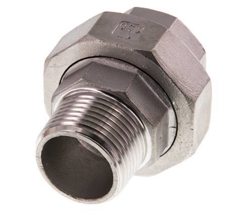 1'' NPT x 1'' NPT F/M Edelstahl Doppelnippel 3-teilig mit konischer Abdichtung 16 bar